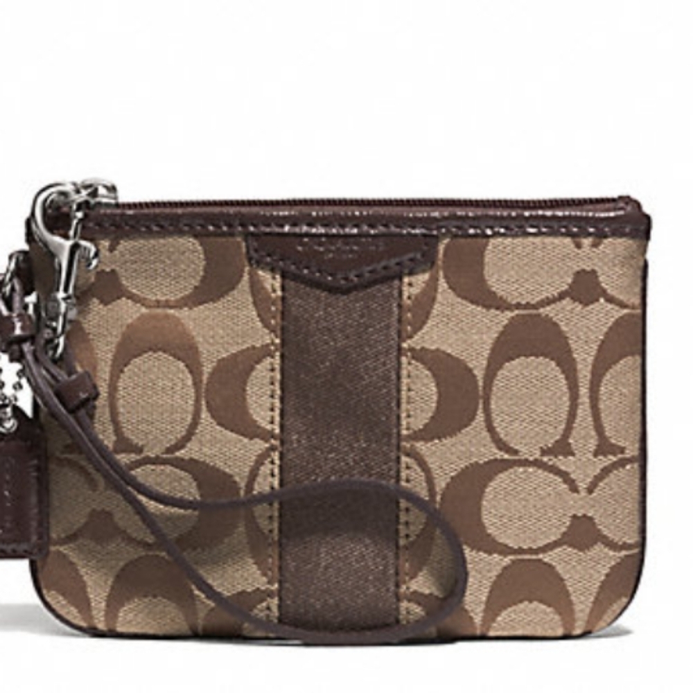 Coach Signature Stripe Small Wristlet